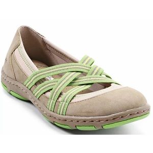 BOC Nambe Mary Jane tan and green loafers
